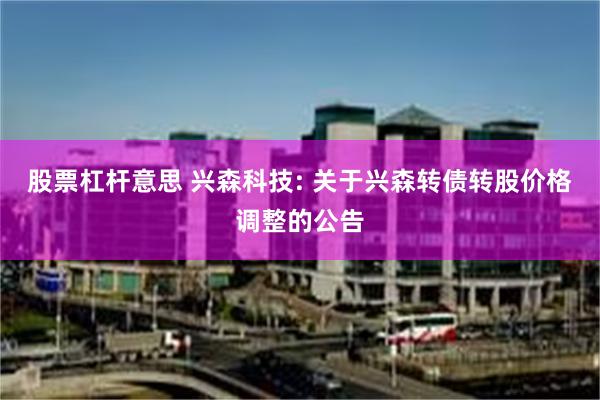 股票杠杆意思 兴森科技: 关于兴森转债转股价格调整的公告