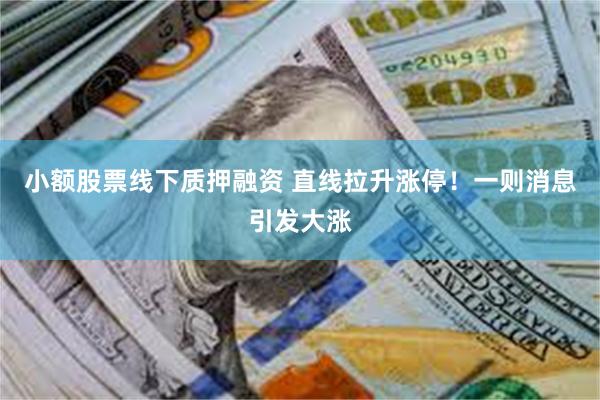小额股票线下质押融资 直线拉升涨停！一则消息引发大涨
