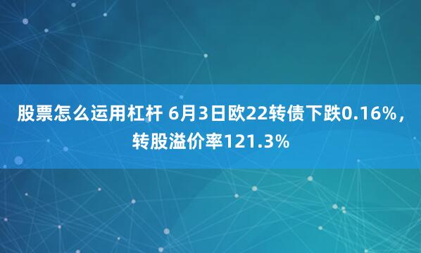 股票怎么运用杠杆 6月3日欧22转债下跌0.16%，转股溢价率121.3%