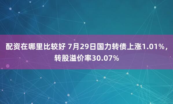 配资在哪里比较好 7月29日国力转债上涨1.01%，转股溢价率30.07%