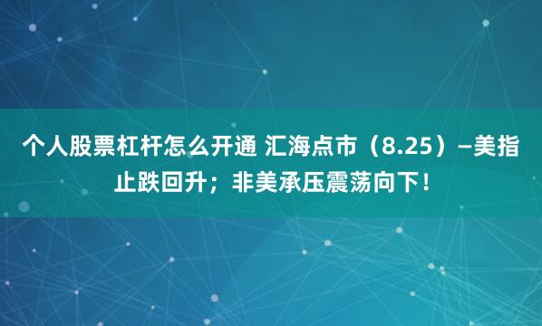 个人股票杠杆怎么开通 汇海点市（8.25）—美指止跌回升；非美承压震荡向下！